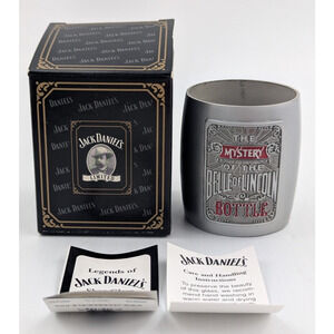 2002 Jack Daniel's Mystery of the Belle of Lincoln Bottle Metal Shot Glass